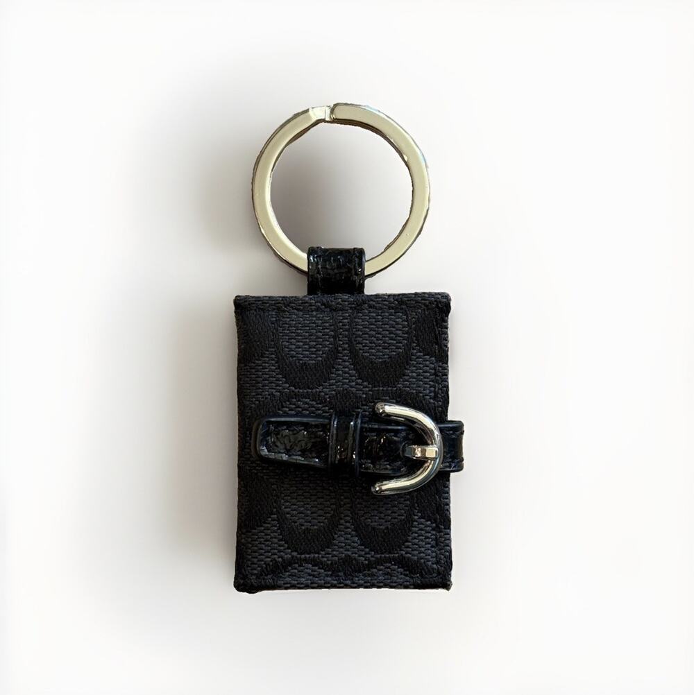 Coach Mini Picture Frame Keychain Bag Charm RARE VINTAGE Black On Black Silver